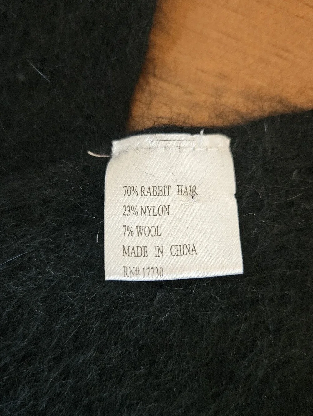 Rabbit Wool Nylon Blend Scarf Fringed 57